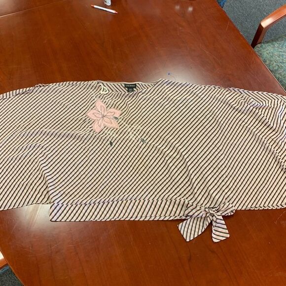 Lane Bryant Sheer Side Tie Kimono Sleeve Top 14/16 - Picture 1 of 5